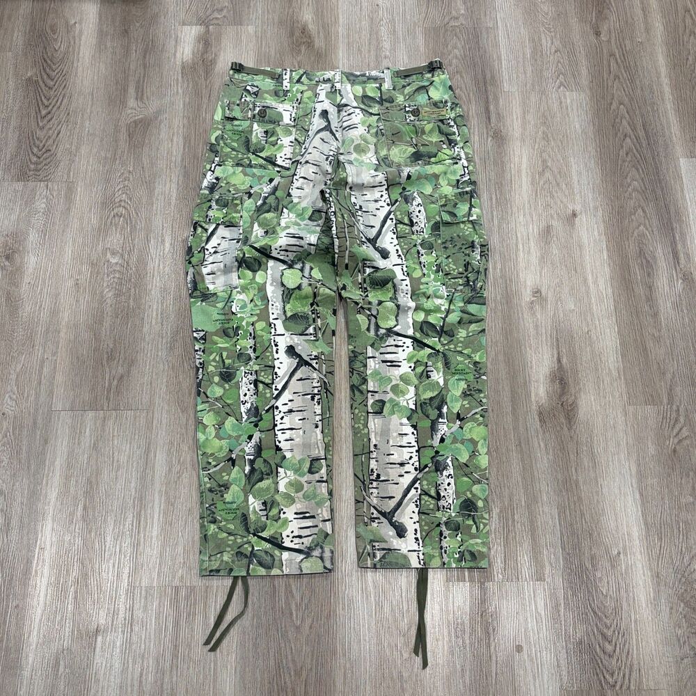 RARE Vintage 80s Rocky Mountain Camouflage Aspen Camo Wide Leg Cargo Pants 37x32 - Picture 2 of 6